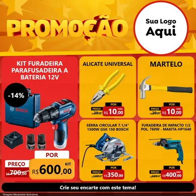 Modelo de Rede Social para Feed Facebook com o tema Promoção para Maquinas e Ferramentas