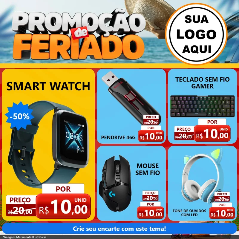 Modelo de Rede Social para Feed Facebook com o tema Promoção de Feriado para Informática