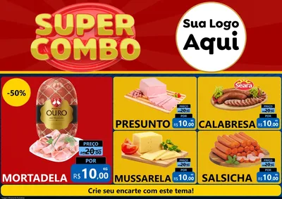 Modelo de Encarte para Encarte A4 Horizontal com o tema Super Combo para Frios e Laticínios