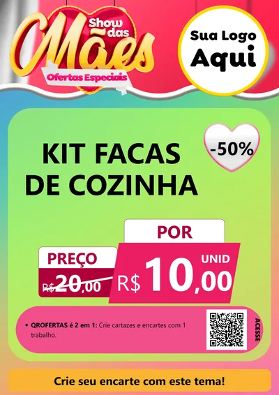 Modelo de Cartaz para Cartaz A4 Vertical com o tema Show das Mães - Ofertas Especiais para Utilidades Domésticas