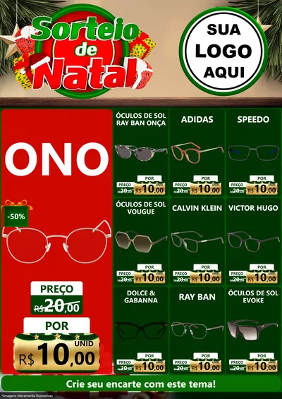 Modelo de Encarte para Encarte A4 Vertical com o tema Sorteio de Natal para Óticas