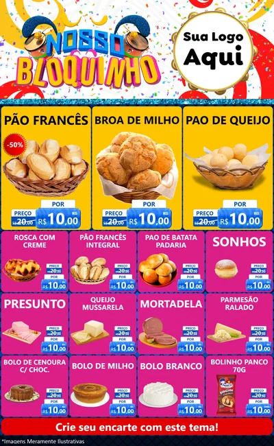 Modelo de Encarte para Encarte Grande com o tema Nosso Bloquinho para Padaria
