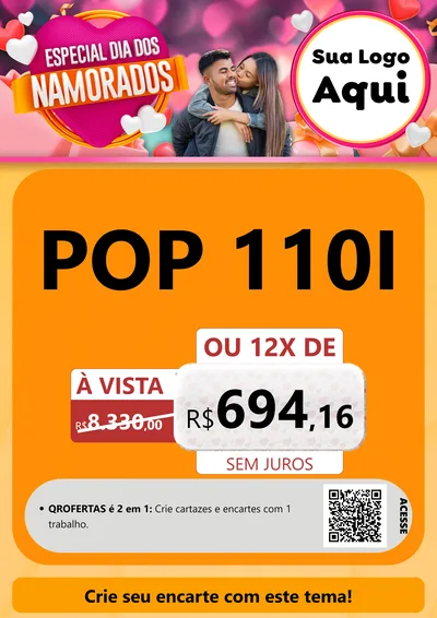 Modelo de Cartaz para Cartaz A4 Vertical com o tema Especial Dia dos Namorados para Concessionaria de Motos