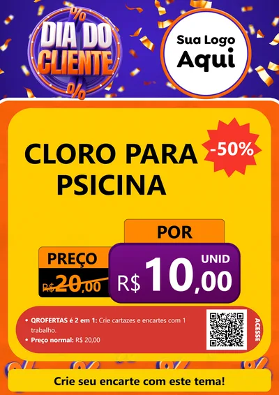 Modelo de Cartaz para Cartaz A4 Vertical com o tema Dia do Cliente para Produtos para Piscina