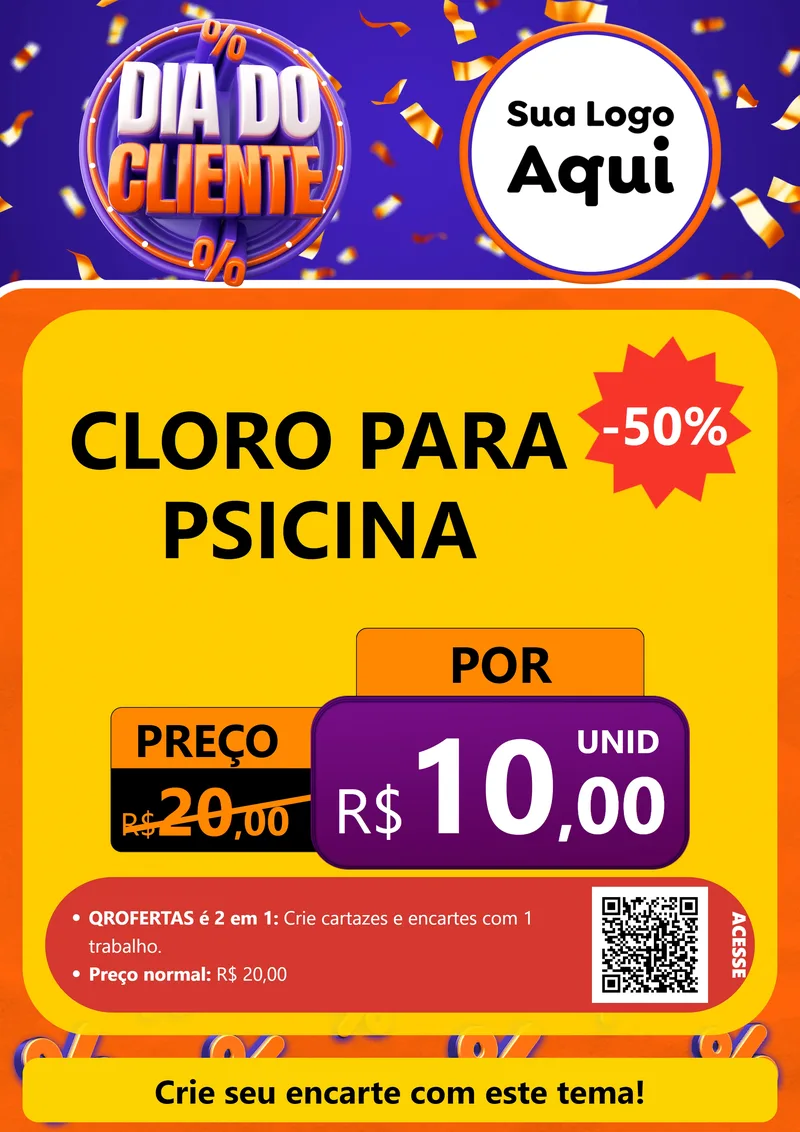 Modelo de Cartaz para Cartaz A4 Vertical com o tema Dia do Cliente para Produtos para Piscina