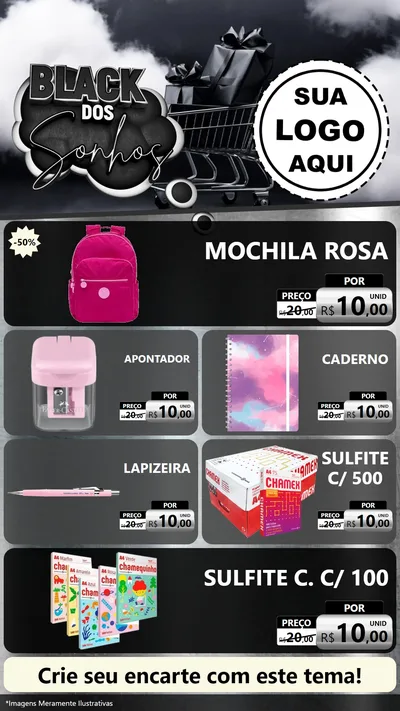 Modelo de TV para TV Vertical com o tema Black dos Sonhos para Papelaria