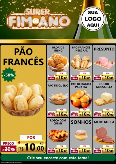 Modelo de Encarte para Encarte A4 Vertical com o tema Super Fim de Ano para Padaria