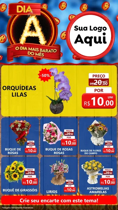 Modelo de Rede Social para Stories com o tema Dia A - O Dia Mais Barato Do Mês para Floricultura e jardim