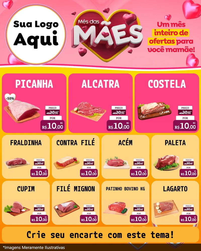 Modelo de Rede Social para Feed Instagram com o tema Mês das Mães para Açougue