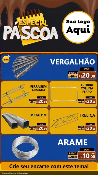Modelo de TV para TV Vertical com o tema Especial Páscoa para Ferragens