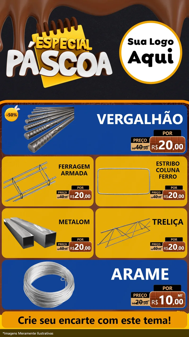 Modelo de TV para TV Vertical com o tema Especial Páscoa para Ferragens