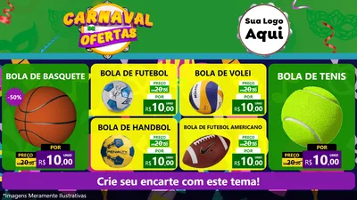Modelo de TV para TV Horizontal com o tema Carnaval de Ofertas para Artigos Esportivos