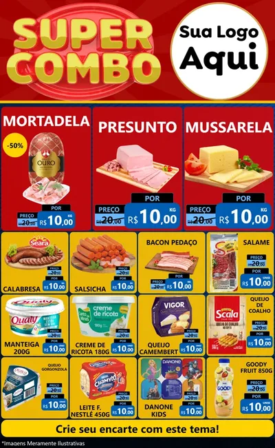 Modelo de Encarte para Encarte Grande com o tema Super Combo para Frios e Laticínios