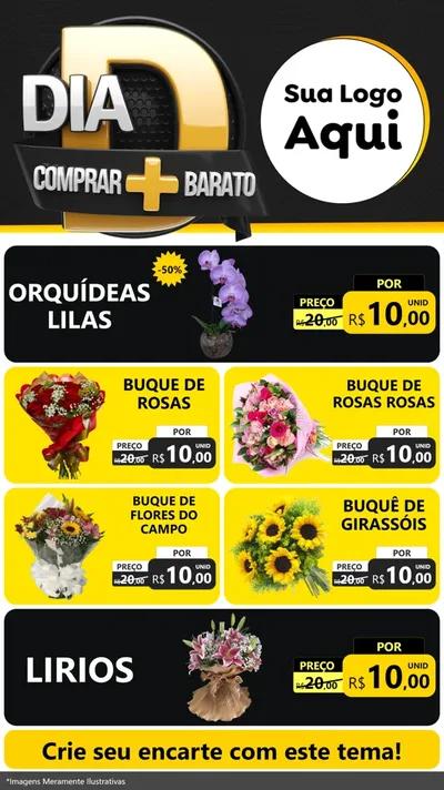 Modelo de TV para TV Vertical com o tema Dia D Mais Economia para Floricultura e jardim