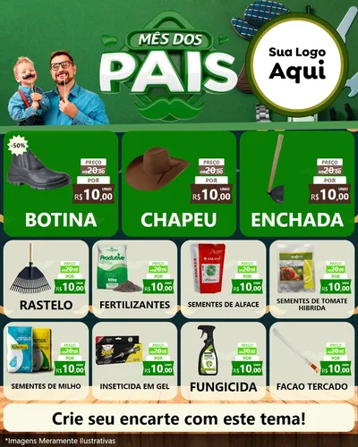 Modelo de Rede Social para Feed Instagram com o tema Mês dos Pais para Agropecuária