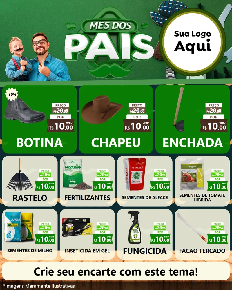 Modelo de Rede Social para Feed Instagram com o tema Mês dos Pais para Agropecuária