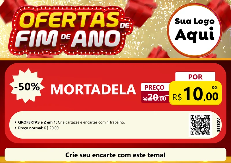 Modelo de Cartaz para Cartaz A4 Horizontal com o tema Ofertas de Fim de Ano para Frios e Laticínios