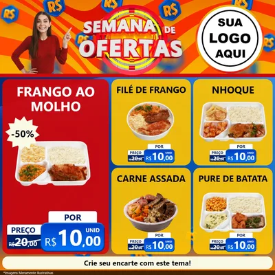 Modelo de Rede Social para Feed Facebook com o tema Semana de Ofertas para Restaurante