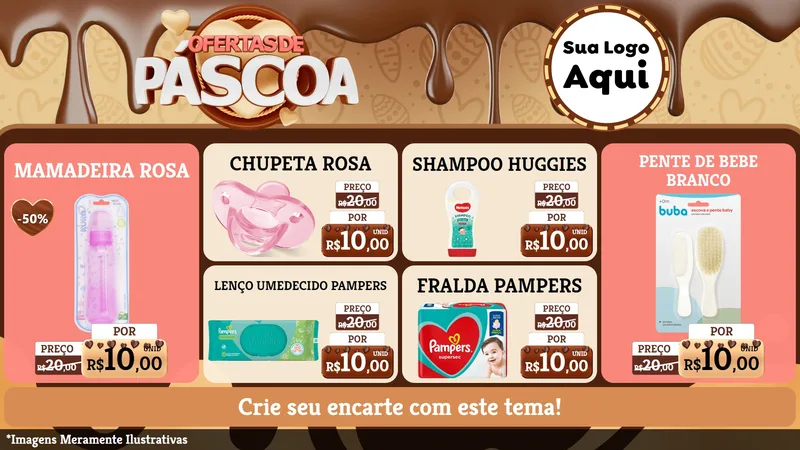 Modelo de TV para TV Horizontal com o tema Ofertas de Páscoa para Bebês