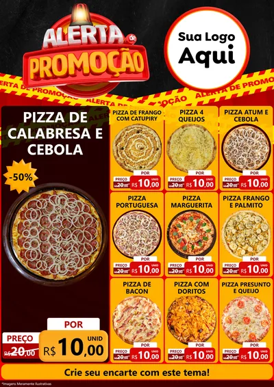 Modelo de Encarte para Encarte A4 Vertical com o tema Alerta de Promoção para Pizzaria