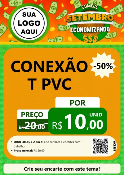 Modelo de Cartaz para Cartaz A4 Vertical com o tema Comece Setembro Economizando para Tubos e conexões