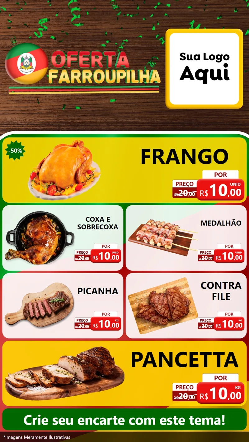 Modelo de TV para TV Vertical com o tema Oferta Farroupilha para Assados