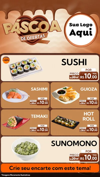 Modelo de TV para TV Vertical com o tema Páscoa de Ofertas para Comida japonesa
