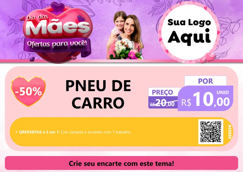 Modelo de Cartaz para Cartaz A4 Horizontal com o tema Dia das Mães Ofertas para Você! para Auto peças