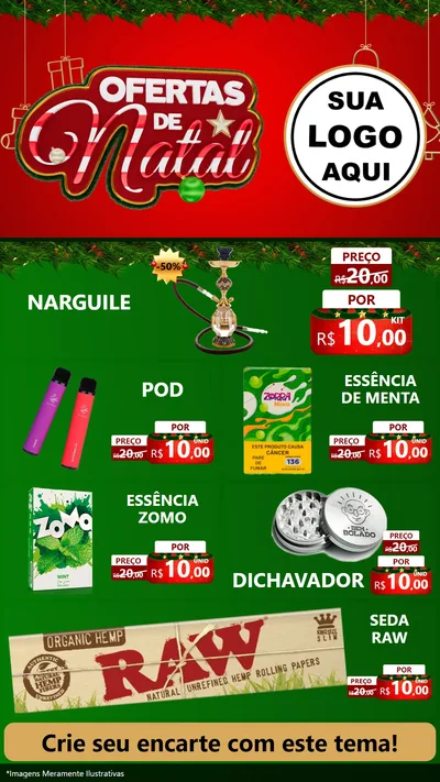 Modelo de TV para TV Vertical com o tema Ofertas de Natal para Tabacaria