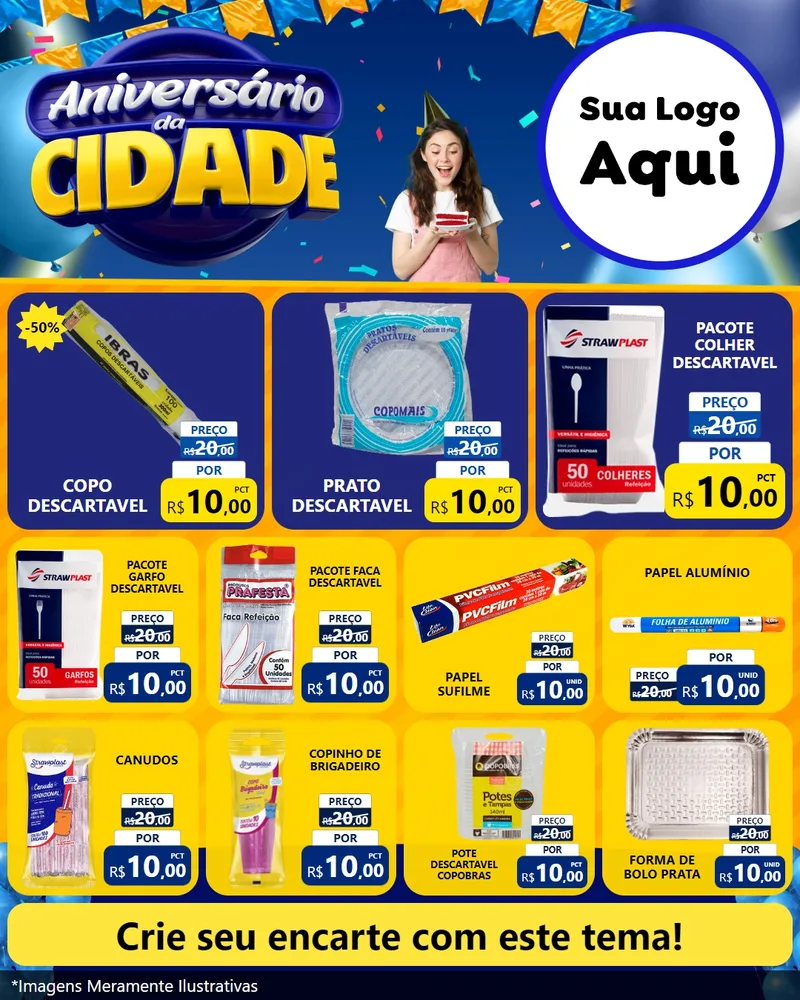 Modelo de Rede Social para Feed Instagram com o tema Aniversário da Cidade para Embalagens