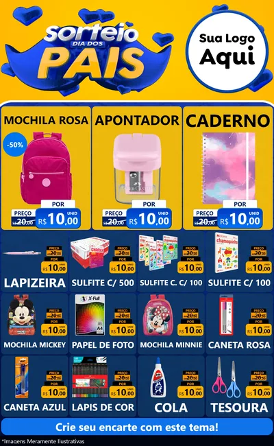 Modelo de Encarte para Encarte Grande com o tema Sorteio Dia dos Pais para Papelaria