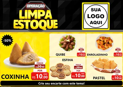 Modelo de Encarte para Encarte A4 Horizontal com o tema Operação Limpa Estoque para Salgadaria