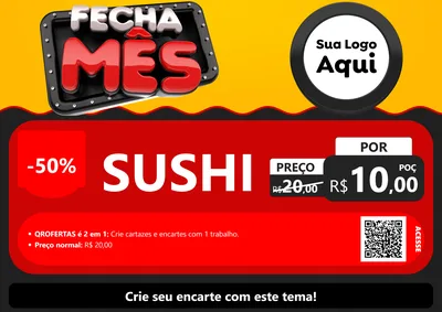 Modelo de Cartaz para Cartaz A4 Horizontal com o tema Fecha Mês para Comida japonesa