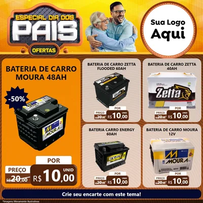 Modelo de Rede Social para Feed Facebook com o tema Especial Dia dos Pais para Baterias Elétricas