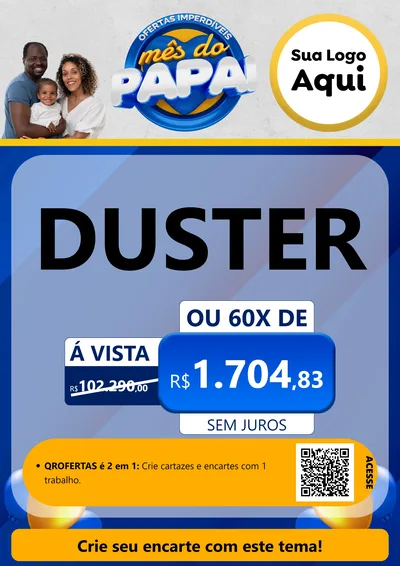 Modelo de Cartaz para Cartaz A4 Vertical com o tema Ofertas Imperdíveis Mês Do Papai para Concessionaria de Carros