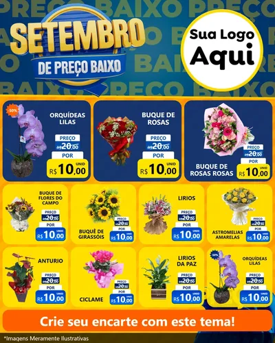 Modelo de Rede Social para Feed Instagram com o tema Setembro De Preço Baixo para Floricultura e jardim
