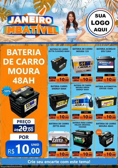 Modelo de Encarte para Encarte A4 Vertical com o tema Janeiro Imbatível para Baterias Elétricas
