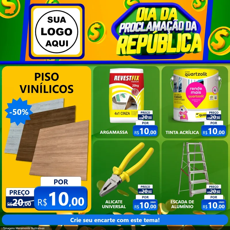 Modelo de Rede Social para Feed Facebook com o tema Dia Da Proclamação da República para Material para Construção