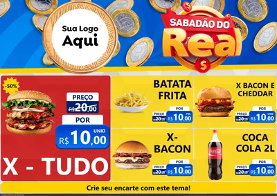 Modelo de Encarte para Encarte A4 Horizontal com o tema Sabadão do Real para Hamburgueria