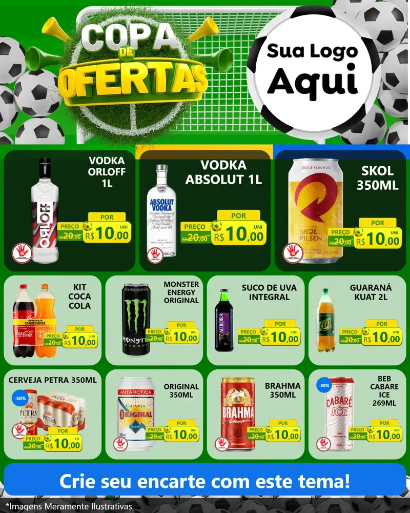 Modelo de Rede Social para Feed Instagram com o tema Copa De Ofertas para Distribuidora de bebidas