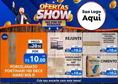 Modelo de Encarte para Encarte A4 Horizontal com o tema Ofertas Show No Fim De Semana para Pisos e revestimentos