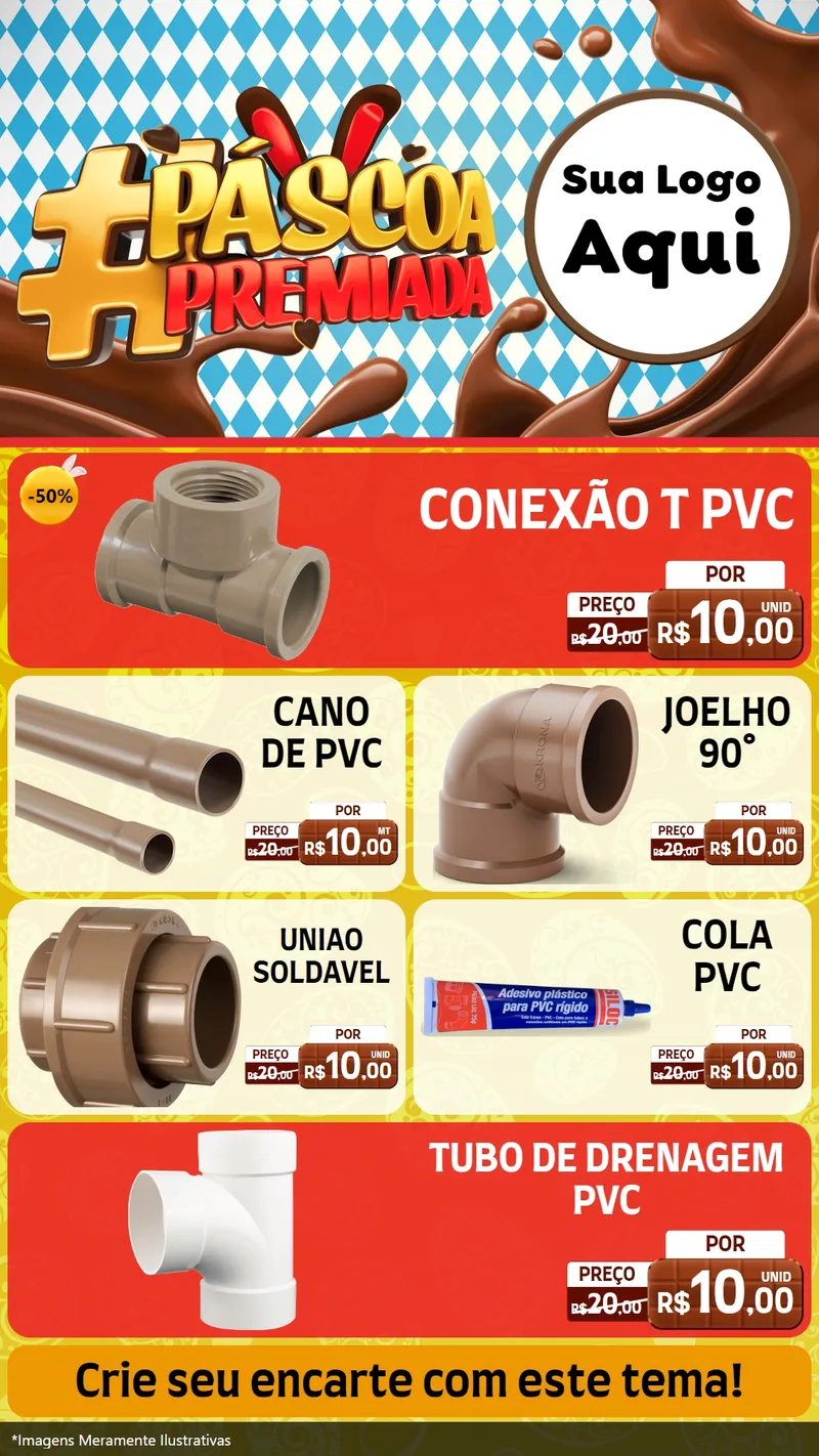 Modelo de TV para TV Vertical com o tema Páscoa Premiada para Tubos e conexões