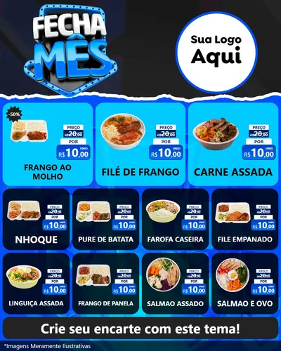 Modelo de Rede Social para Feed Instagram com o tema Fecha Mês para Restaurante