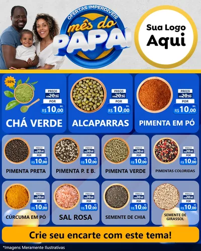 Modelo de Rede Social para Feed Instagram com o tema Ofertas Imperdíveis Mês Do Papai para Produtos Naturais