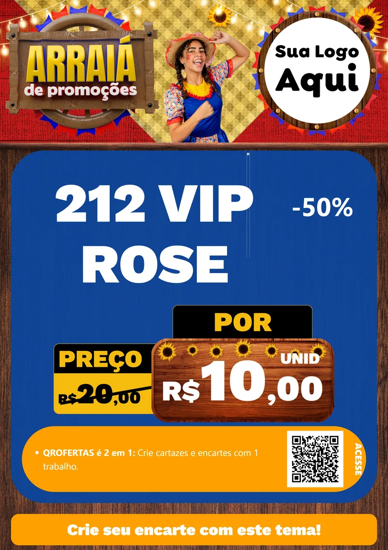 Modelo de Cartaz para Cartaz A4 Vertical com o tema Arraiá de Promoções para Perfumes