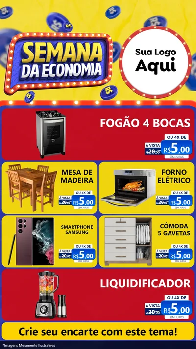 Modelo de TV para TV Vertical com o tema Semana da Economia para Móveis e Eletro