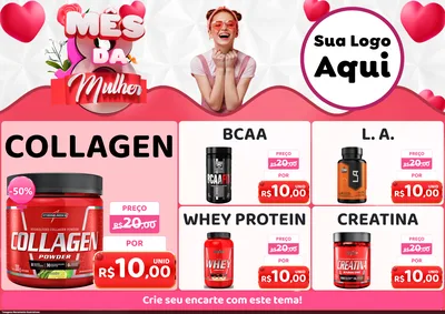 Modelo de Encarte para Encarte A4 Horizontal com o tema Mês da Mulher para Suplementos alimentares