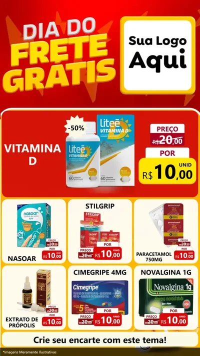 Modelo de Rede Social para Stories com o tema Dia do Frete Grátis para Farmácia
