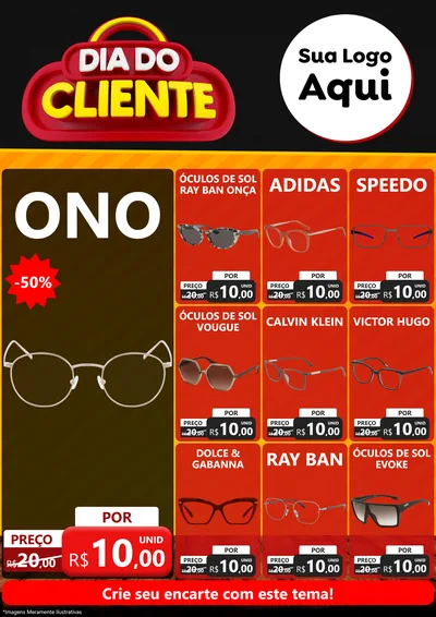 Modelo de Encarte para Encarte A4 Vertical com o tema Dia do Cliente para Óticas