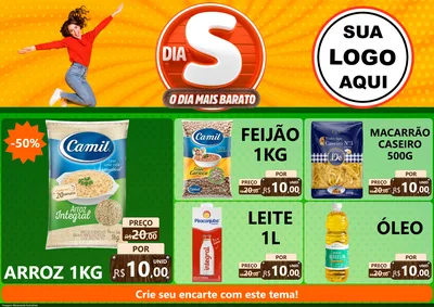 Modelo de Encarte para Encarte A4 Horizontal com o tema Dia S - O Dia Mais Barato para Supermercado